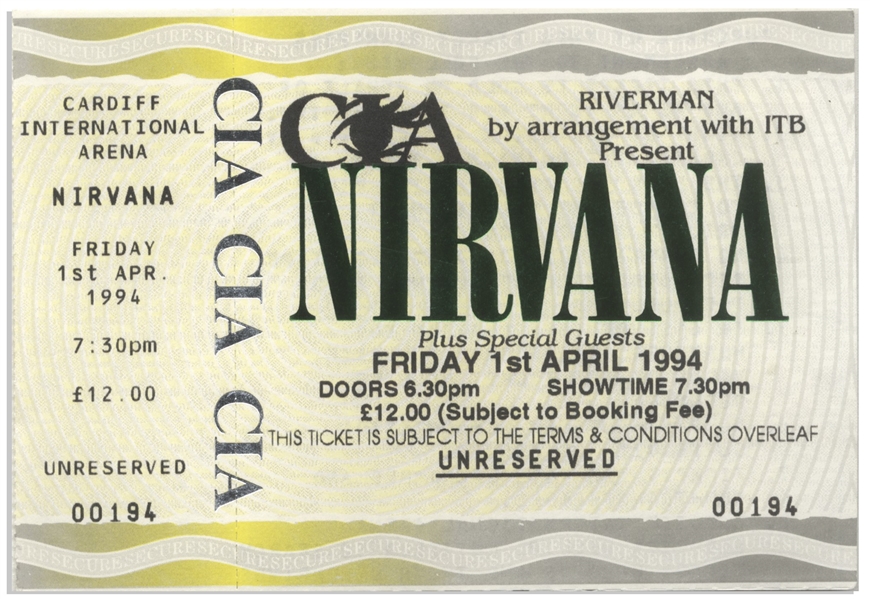 Nirvana Concert Ticket From 1 April 1994